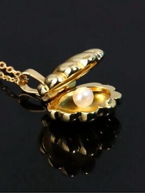 Pearl in Oyster Locket Hidden Treasure Clam Scallop Shell Mermaid Ocean Necklace